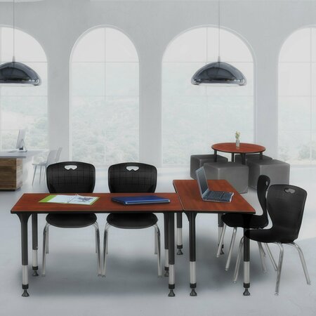 REGENCY Regency Kee 48 x 24 in. Adjustable Classroom Table- Cherry & 2 Andy 18 in. Stack Chairs- Black MT4824CHAPBK40BK